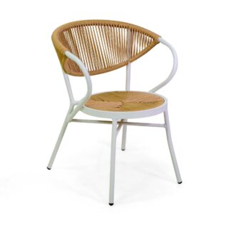 Poltrona alluminio e corda Annecy bianco cm56x60h45/75