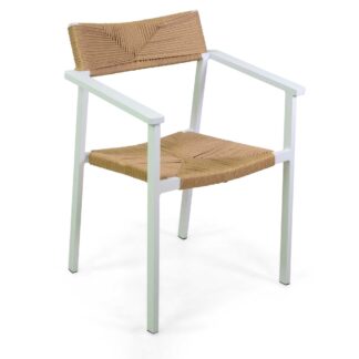 Poltrona alluminio e corda Annecy bianco cm60x54h44/82