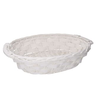 Cesta vimini Micol bianco ovale cm50/55x40h14