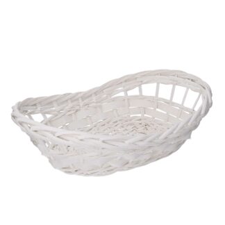 Cesta vimini Micol cuffa bianco ovale cm36x24h8/12