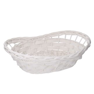 Cesta vimini Micol cuffa bianco ovale cm50x36h12/17