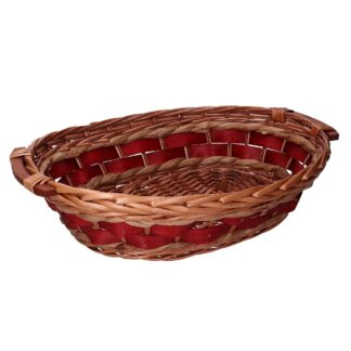 Cesta vimini Joanna intreccio rosso naturale ovale cm45/49x35h12