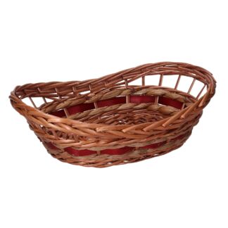 Cesta vimini Joanna intreccio rosso cuffa naturale ovale cm36x24h8/12