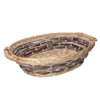 Cesta vimini Kitty intreccio bianco naturale ovale cm50/55x40h14