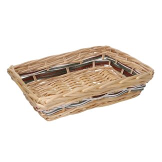 Cesta vimini Kitty intreccio bianco naturale rettangolare cm31x23h7