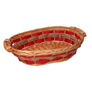 Cesta vimini miele intreccio rosso ovale cm45/49x35h12