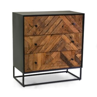 Mobile legno Jaipur naturale 3 cassettitop nero cm75x38h80