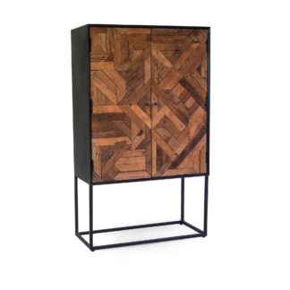 Mobile legno Jaipur naturale top nero cm90x40h150