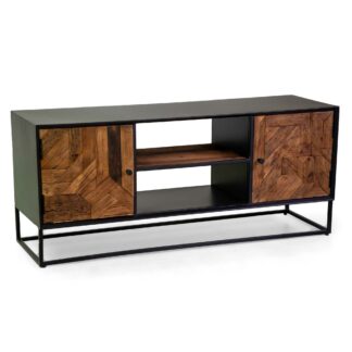 Mobile legno Jaipur naturale top nero cm130x40h55