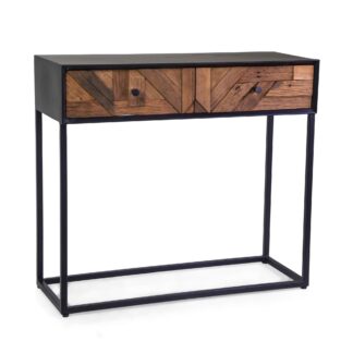 Mobile consolle legno Jaipur naturale top nerocm90x36h80