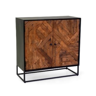 Mobile legno Jaipur naturale top nero cm85x38h85