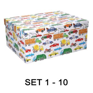 Scatola cartone 1-10 macchinine bianco rettangolare cm37,5x29h16