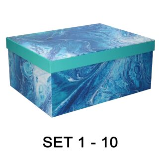 Scatola cartone 1-10 effetto marmo azzurro rettangolare cm37,5x29h16