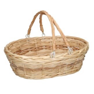 Cesta mafalda vimini naturale sfoglia marrone ovale cm39x30h12/26
