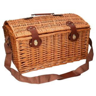 Valigia vimini naturale pic-nic bombè con tracolla rettangolare cm46x36h22/26