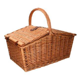 Cesto vimini naturale pic-nic 2 coperchi rettangolare cm50x34h22/27