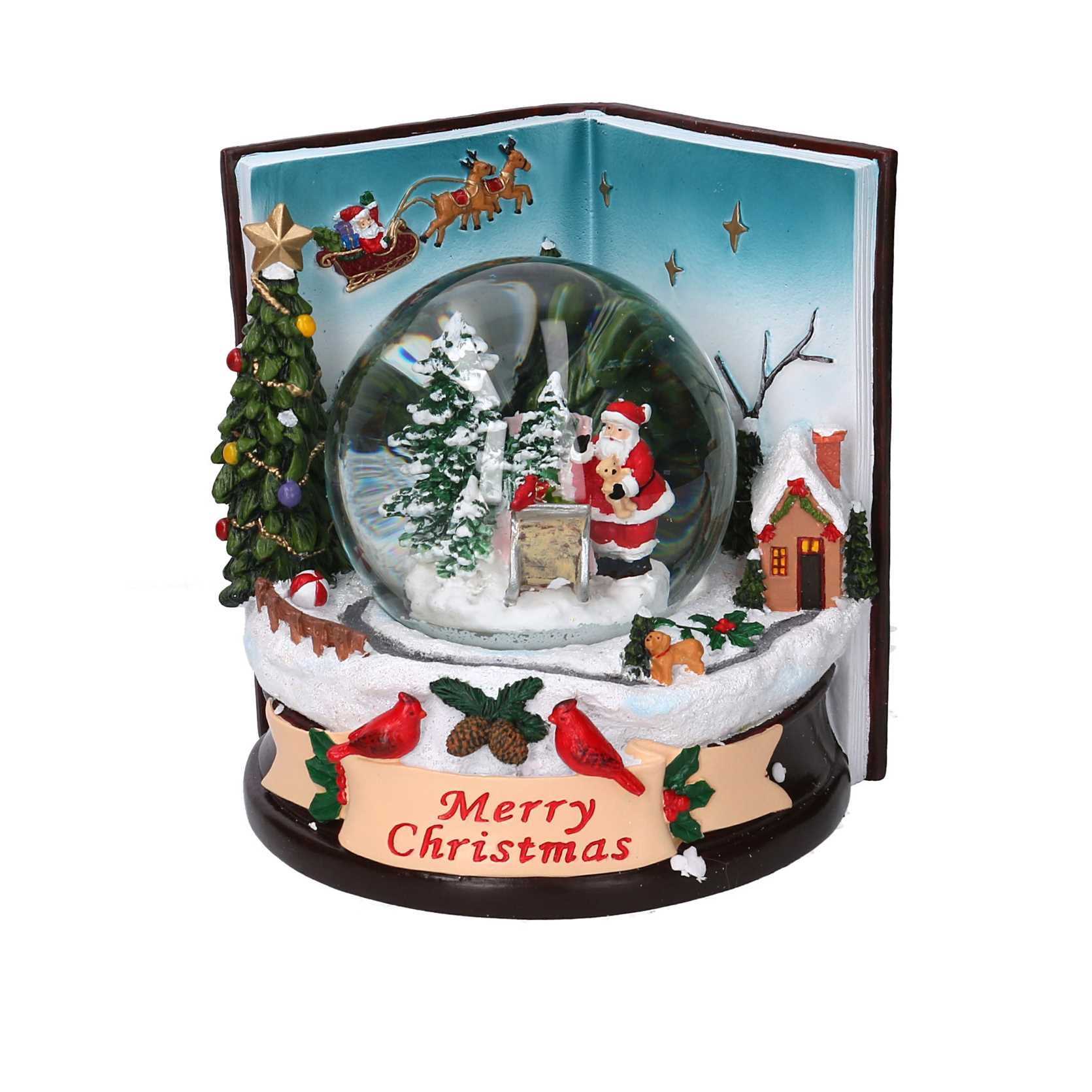 Palla di vetro led resina libro con musica cm14x14h16,5 - immagine 2