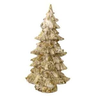 Albero resina bianco glitter oro cm ø20h39