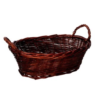 Cestina vimini intero noce scuro laccato ovale cm29/33x23h10/15