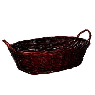 Cestina vimini intero noce scuro laccata ovale cm38/42x28h10/15