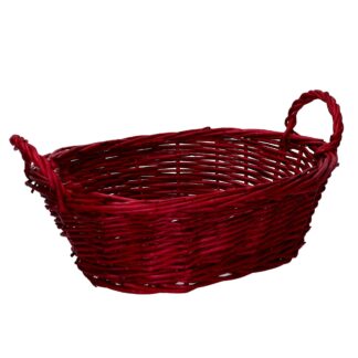 Cestina vimini intero rosso laccato ovale cm29/33x23h10/15