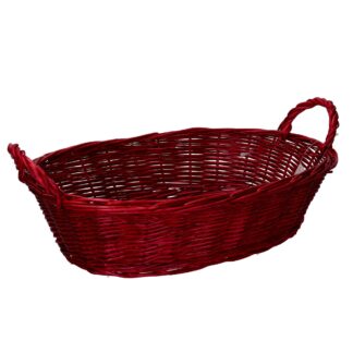 Cestina vimini intero rosso laccato ovale cm38/42x28h10/15