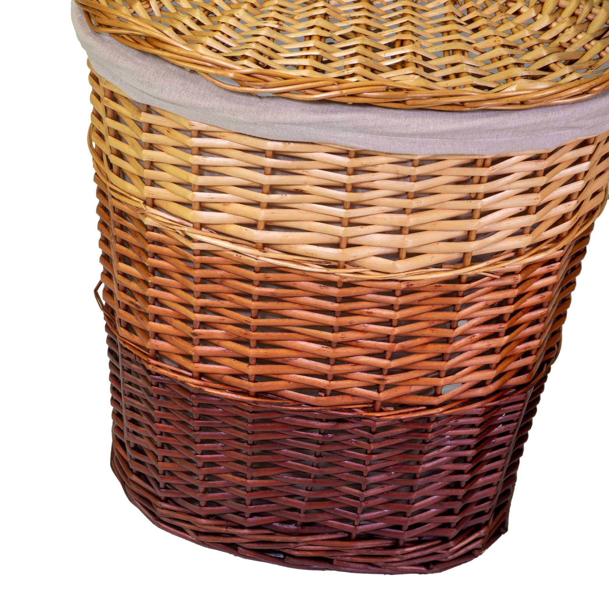 Cestone vimini 1-3 sfumato naturale ovale c/ fodera cm50x35h57 - immagine 4