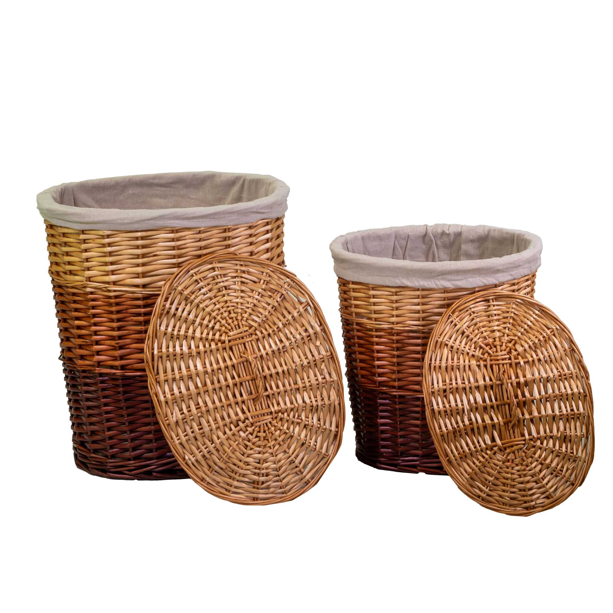 Cestone vimini 1-3 sfumato naturale ovale c/ fodera cm50x35h57 - immagine 3