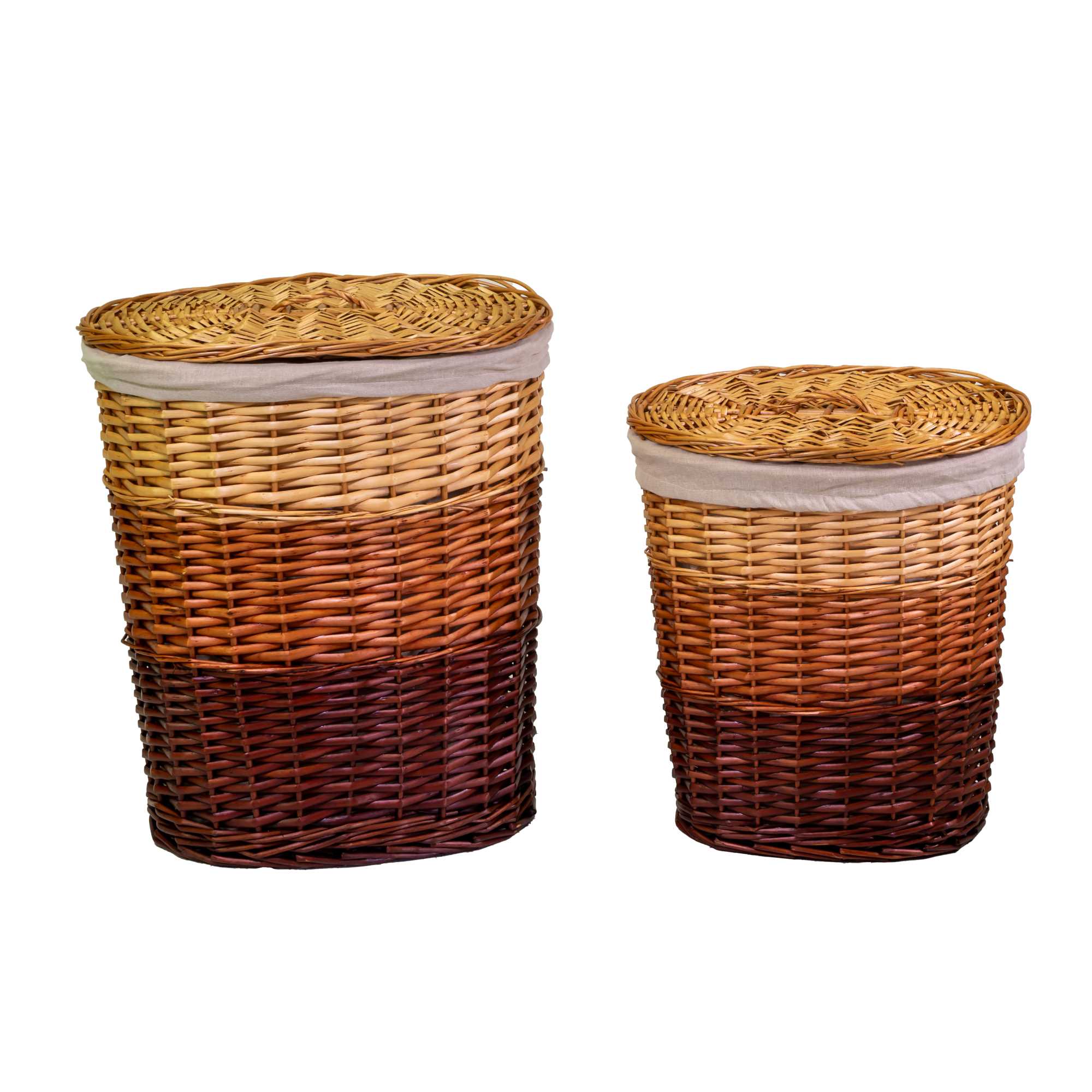 Cestone vimini 1-3 sfumato naturale ovale c/ fodera cm50x35h57 - immagine 2