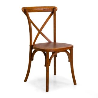 Sedia legno cross marrone seduta legno impilabile cm51x55h46,5/89
