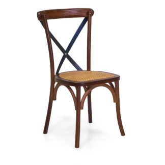 Sedia legno cross stecche in ferro noceimpilabile cm51x55h89