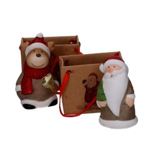 Addobbo per albero ceramica con espositore 24pz rosso 2 assortiti  cm4,6x3,5x6,5