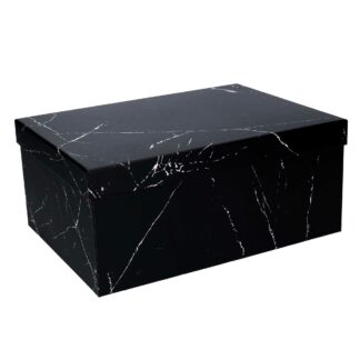Scatola cartone 1-10 marmorizzato nero rettangolare cm37,5x29h16