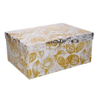 Scatola cartone 1-10 rose dorate biancorettangolare cm37,5x29h16