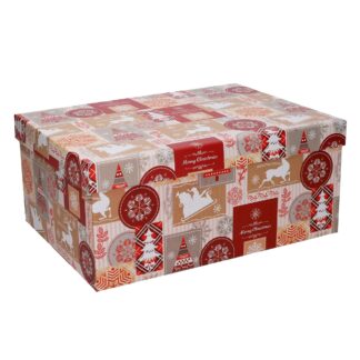 Scatola cartone 1-10 natalizia rosso rettangolare cm37,5x29h16