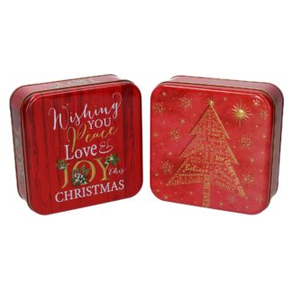 Scatola metallo scritte rosso 2 assortiticm17x17h5,8