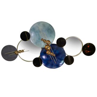 Quadro metallo con specchio blu oro cm140x96