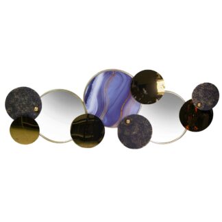 Quadro metallo con specchio azzurro orocm140x50