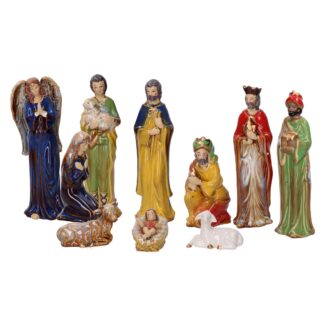 Presepe ceramica set 10 pezzi blu cmh22