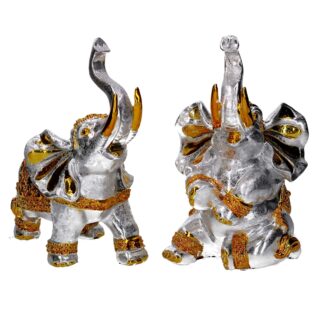 Elefante resina argento e oro 2 assortiti cm20h27