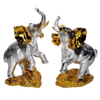 Elefante resina argento e oro 2 assortiti cm20h32
