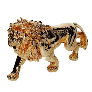 Statua resina leone oro cm18h38