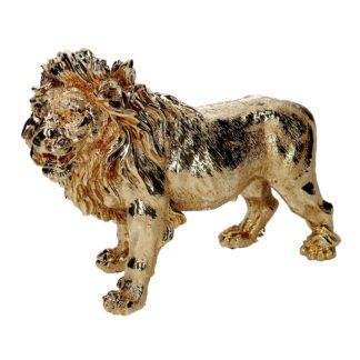 Statua resina leone oro cm30h23
