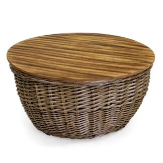 Tavolino rattan contenitore naturale tondo cm ø66h32