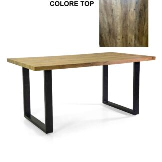 Tavolo metallo Canberra nero con top legno noce cm160x90h75