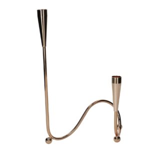 Portacandele metallo 2 posti oro cm20h33