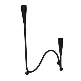 Portacandele metallo 2 posti nero cm20h33