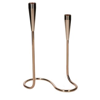 Portacandele metallo 2 posti oro cm18h28