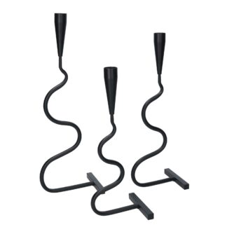Portacandele metallo 1-3 nero cm12h37