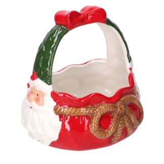 Cesto ceramica babbo natale rosso cm17x16,6h18,3